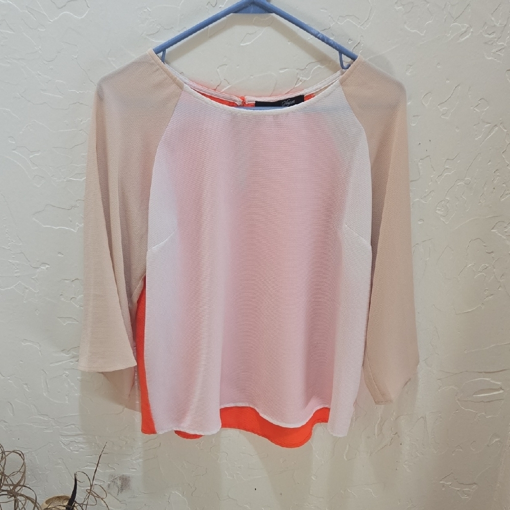 3/$10 Sugarlips Colorblock Blouse in Cream, White, and Orange